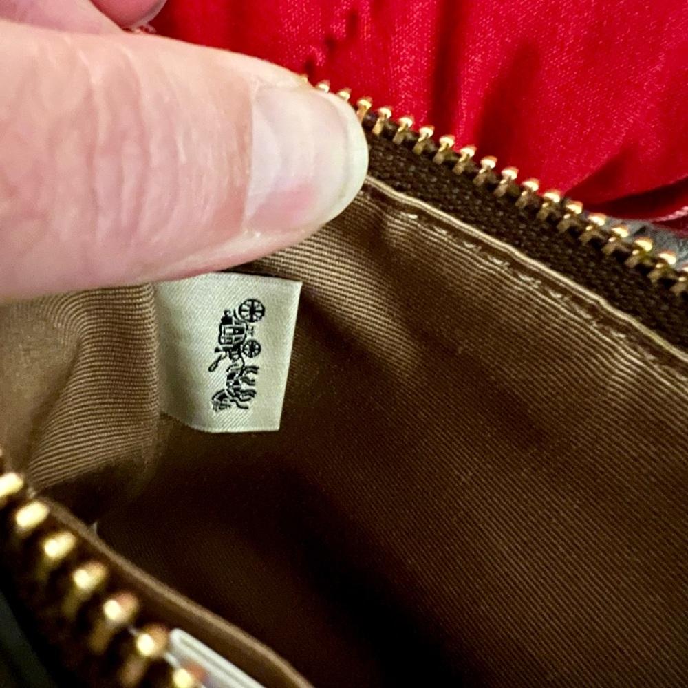 Coach Signature Beige and Brown Wristlet - Picture 9 of 10